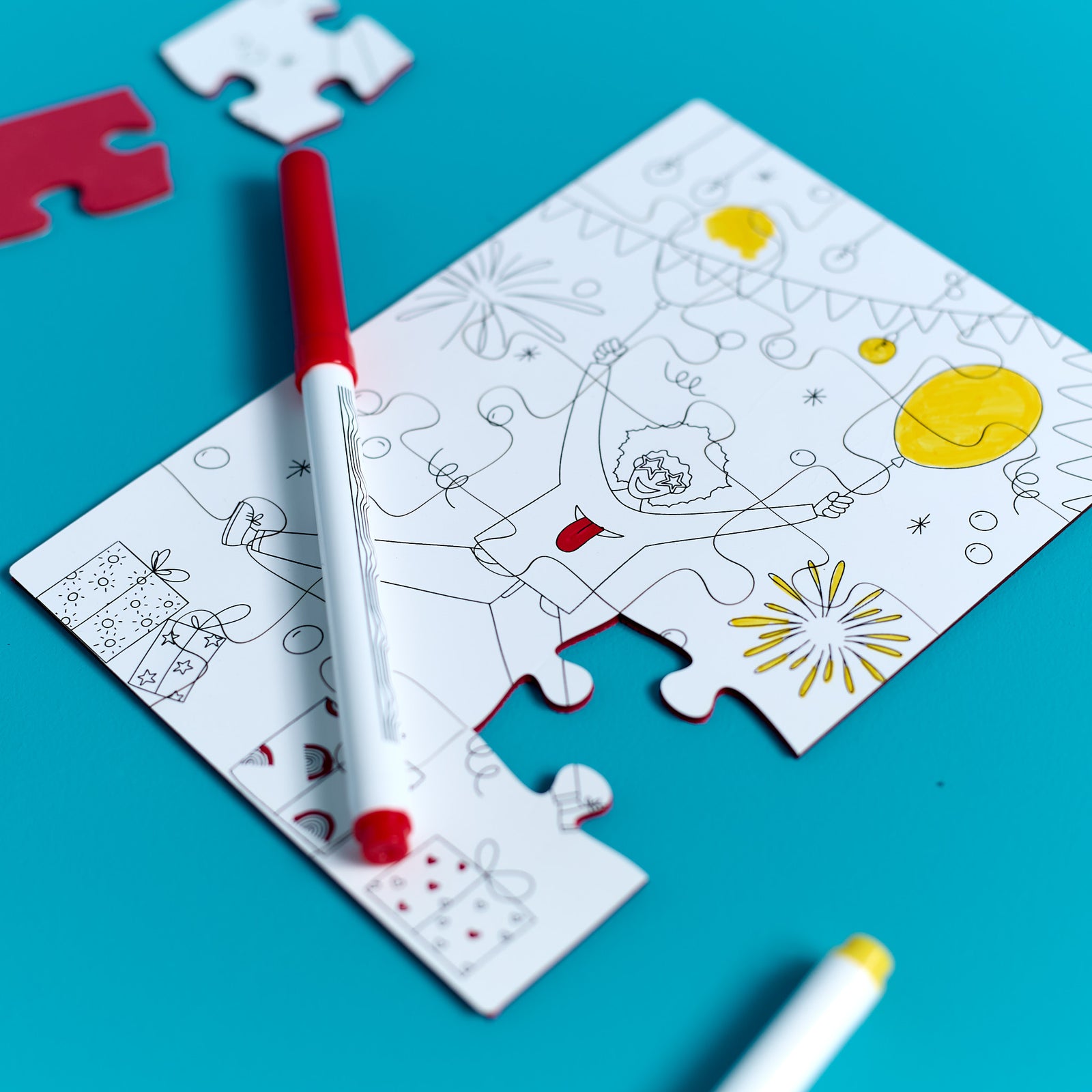 Close-up of a puzzle in progress from the ODIDOMI puzzle craft kit for kids.