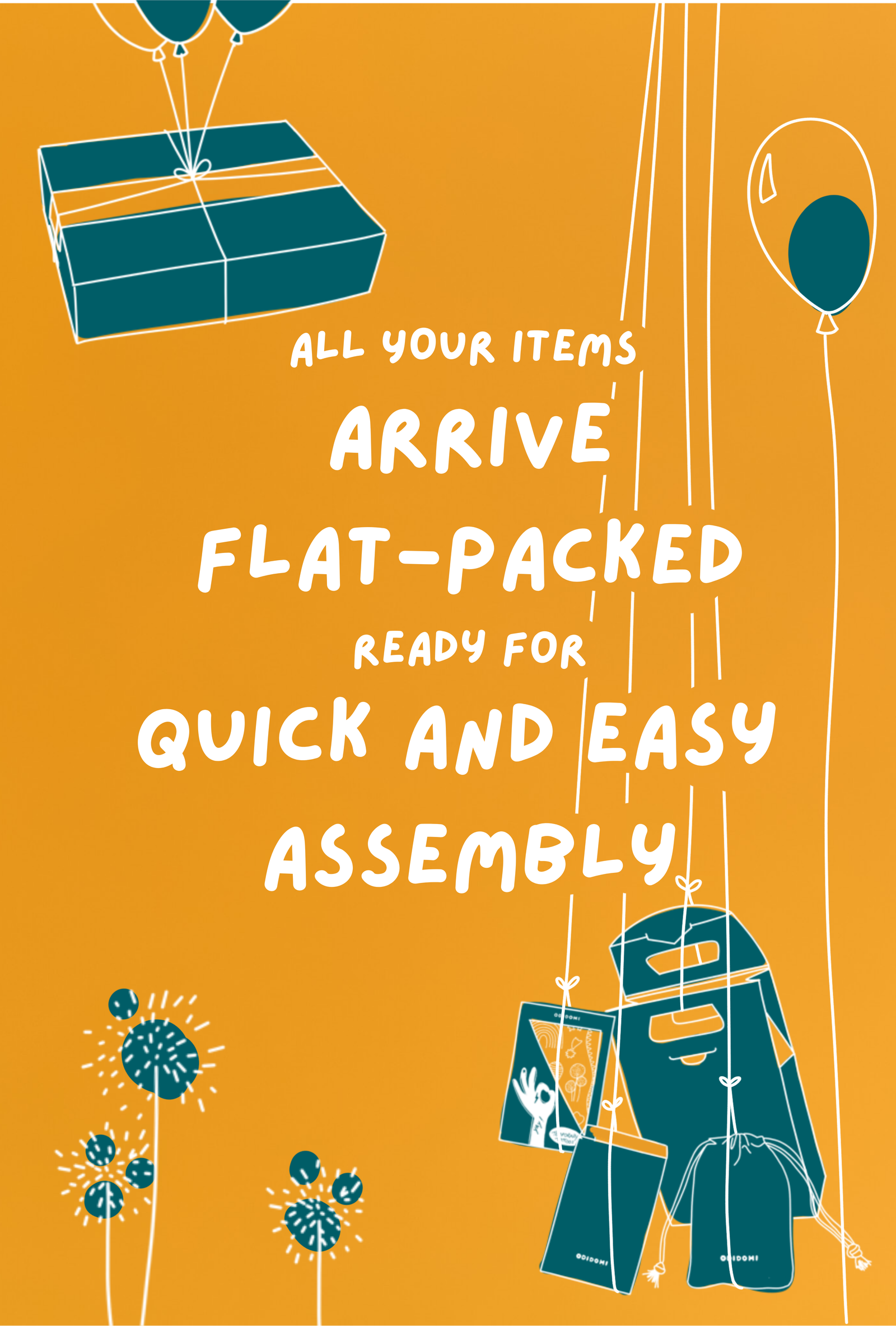 Goodie bags arrive flat-packed ready for quick and easy assembly