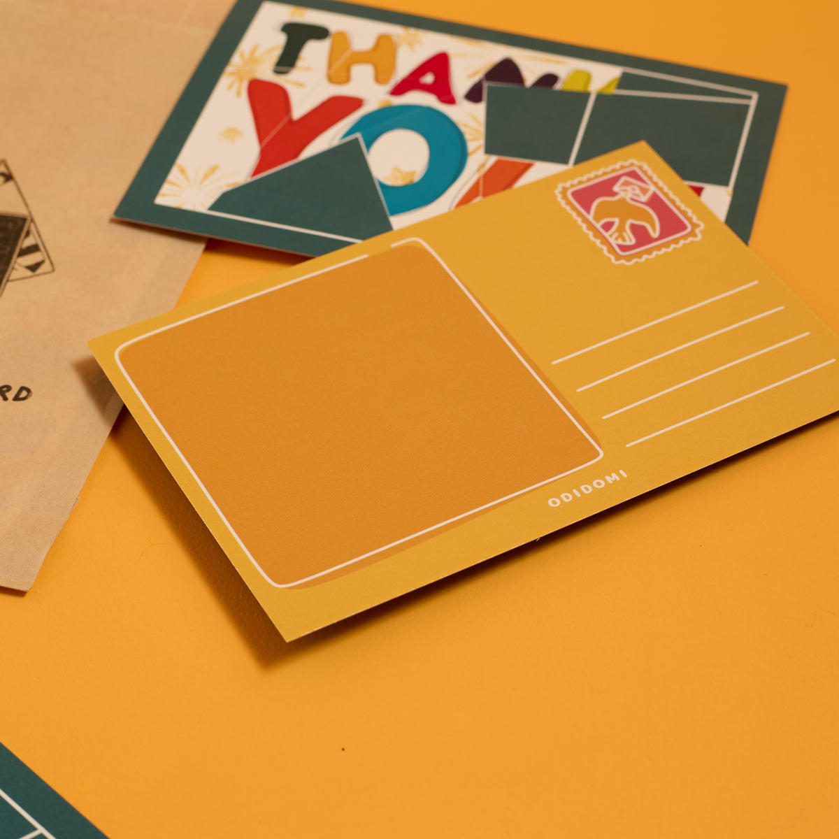 Blank back of ODIDOMI thank you puzzle card for kids