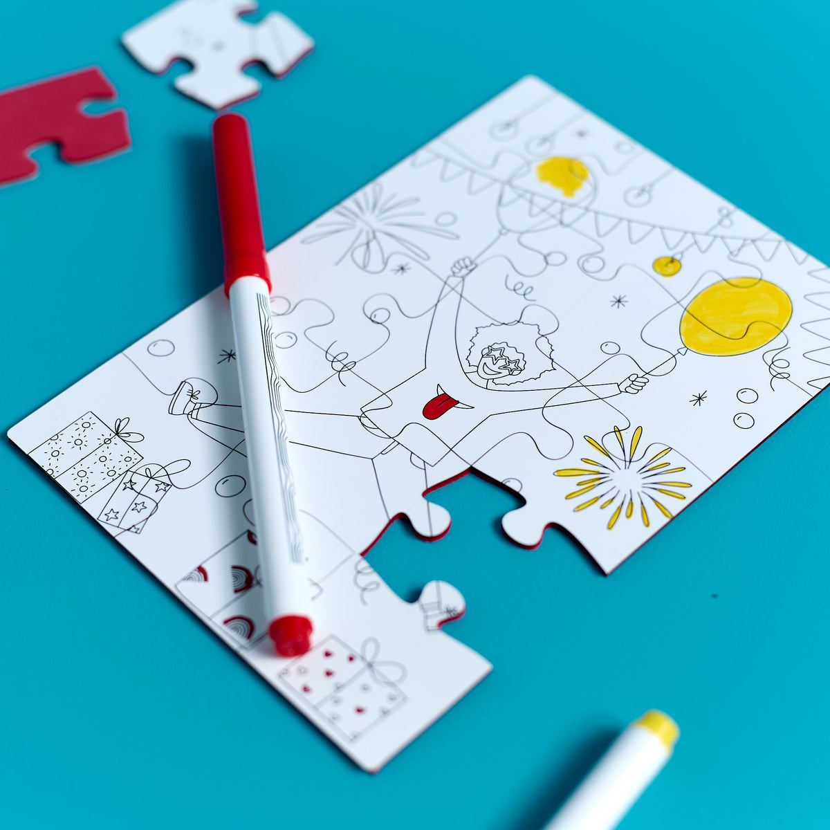 Close-up of a puzzle in progress from the ODIDOMI puzzle craft kit for kids.